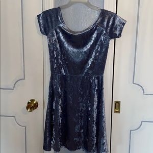Blue crushed velvet dress